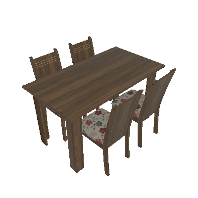 Conjunto de Mesa com 4 Cadeiras Rosie Rustic e  Floral Hibiscos - Madesa