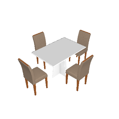 Conjunto de Mesa de Jantar com Tampo de Vidro e 4 Cadeiras Ana III Veludo Linho Off White e Creme