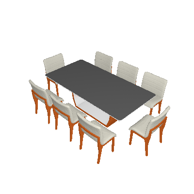 Conjunto de Mesa de Jantar com 6 Cadeiras Lívia Linho Off White e Turim 200  cm