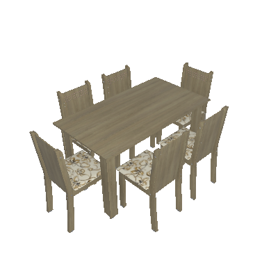 Conjunto de Mesa com 6 Cadeiras Maris Acacia Com Assento Lirio Bege