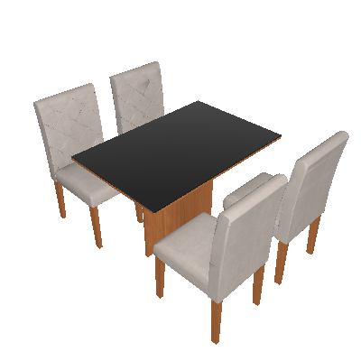 Conjunto de Mesa de Jantar com 4 Cadeiras Ane Linho Imbuia e Preto - Rufato