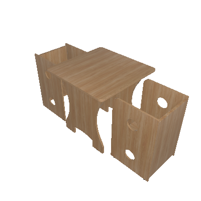 Conjunto de Mesa Quadrada Infantil com 2 Bancos KitCubos Carvalho Mel