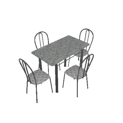 Conjunto de Mesa Monique com 4 Cadeiras Craqueado Preto Capitonê - Artefamol