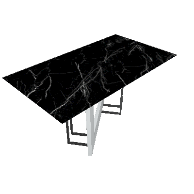 Mesa de Jantar Retangular com Tampo de Vidro Munique Off White e Nero 160 cm - New Ceval