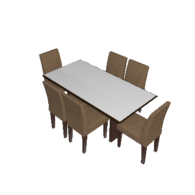 Conjunto de Mesa de Jantar com Vidro e 6 Cadeiras Grécia Castor e Chocolate