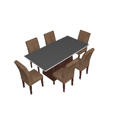 Conjunto de Mesa de Jantar Luna Café e Off White com 6 Cadeiras Grécia Veludo Chocolate - Rufato