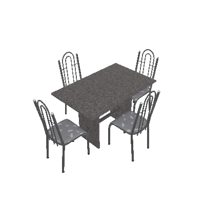 Conjunto de Mesa com 4 Cadeiras Pietra Craqueado Preto e Branco - Artefamol