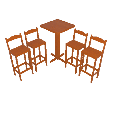 Conjunto de Mesa Bistrô com 4 Banquetas Afrodite Nogal Escuro - Gasil