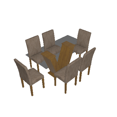 Conjunto de Mesa Classic 160 cm com 6 Cadeiras Suede Ypê e Bege - Quality