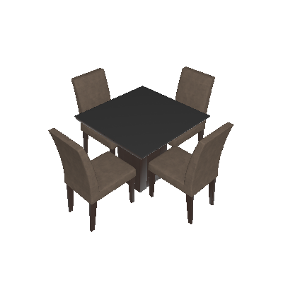 Conjunto de Mesa de Jantar Quadrada Rafaela com 4 Cadeiras Milena Suede Chocolate e Preto - Cimol