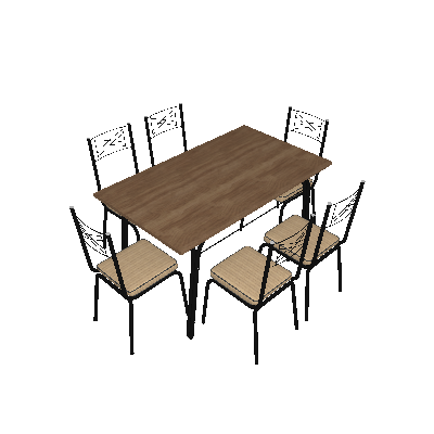 Conjunto de Mesa com 6 Cadeiras Lotus Preto Fosco com Rattan - Artefamol