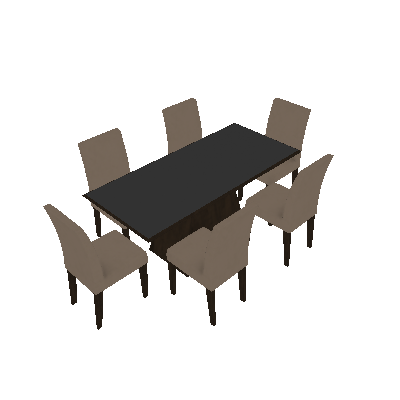 Conjunto de Mesa Luna II 180 cm com 6 Cadeiras Grecia Veludo Castor e Creme - Rufato