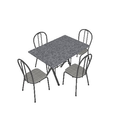 Conjunto de Mesa com 4 Cadeiras Bruna 004 Craqueado Preto e Estampa Rattan - Artefamol