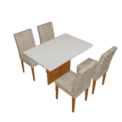 Conjunto de Mesa de Jantar Berlim III com Vidro 4 Cadeiras Grécia Suede Chocolate e Off White - Rufato