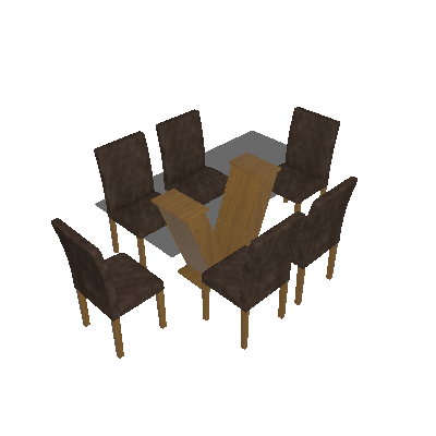 Conjunto de Mesa Classic 160 cm com 6 Cadeiras Suede Ypê e Marrom