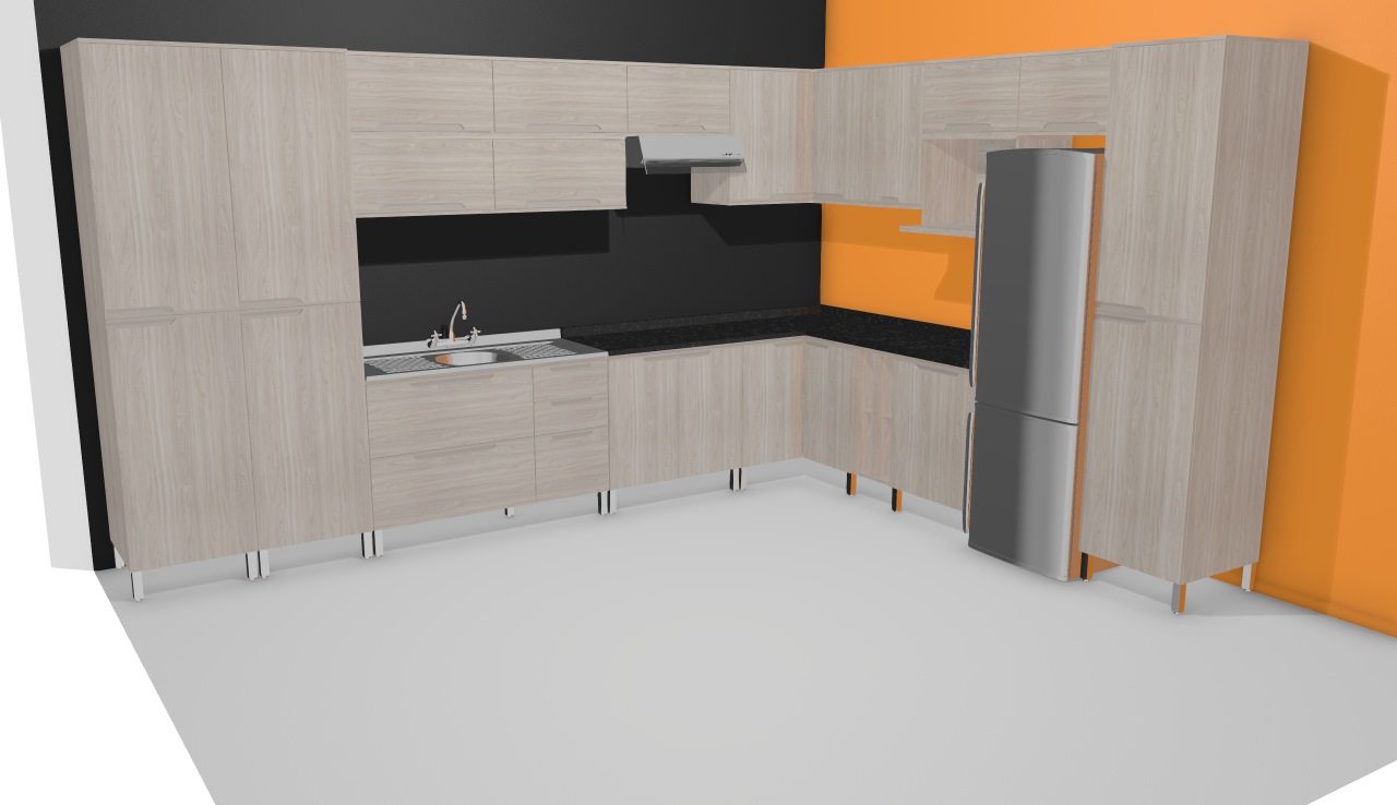 Cozinha Modulada Completa com 19 Módulos Solaris Carvalle/Preto - Kappesberg