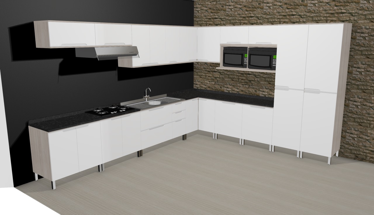 Cozinha Modulada Completa com 16 Módulos Solaris Carvalle/Branco - Kappesberg