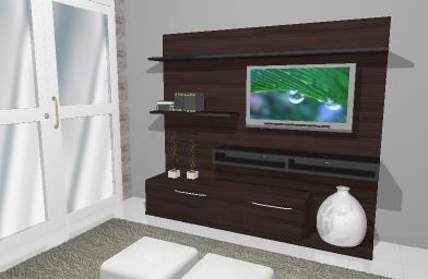 Home theater 240cm com prateleiras e nicho - Ref. 5060 - Quiditá