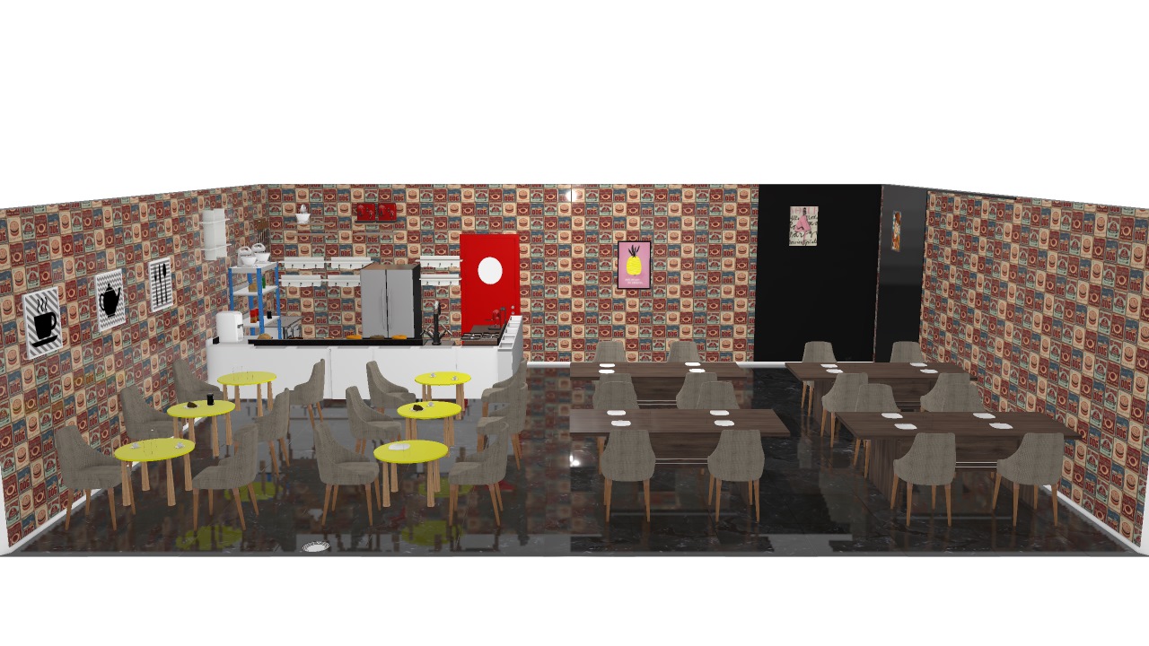 Layout cafeteria de Gabriella | Planta 3D - Mooble