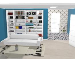 Projeto - sala de estar com estante organizadora 