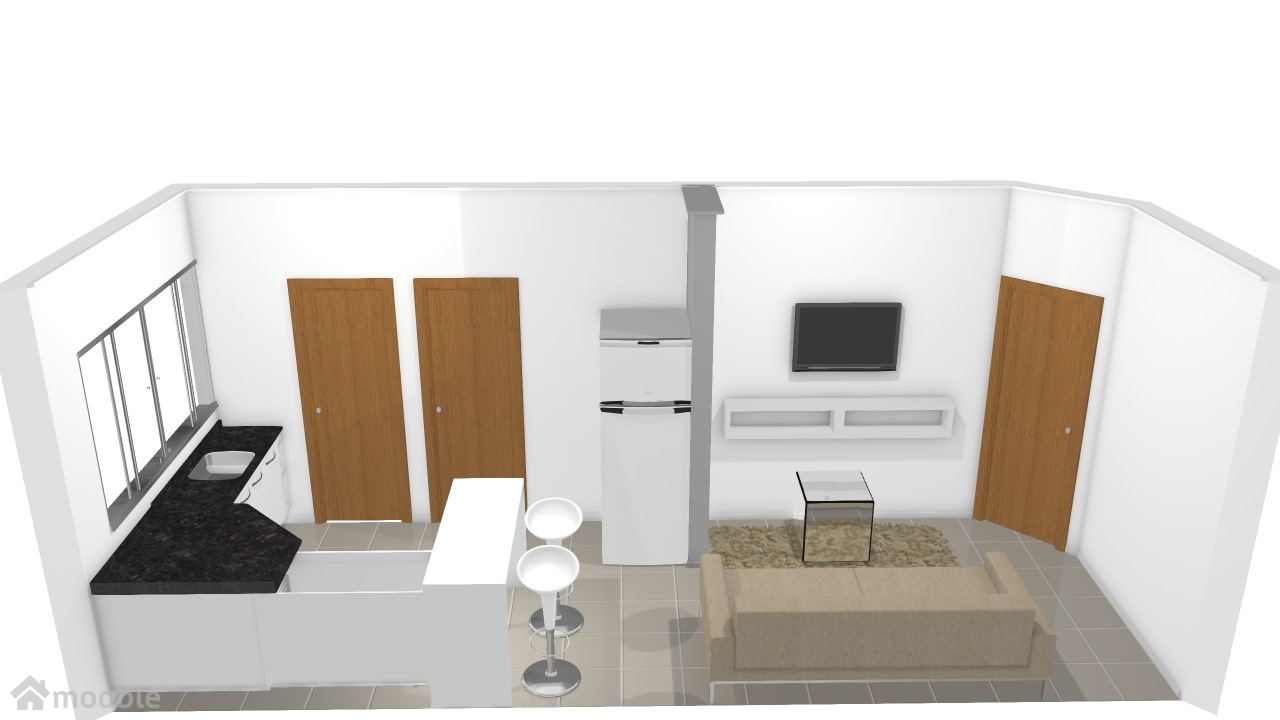 Ambientes integrados:  Sala e Cozinha 