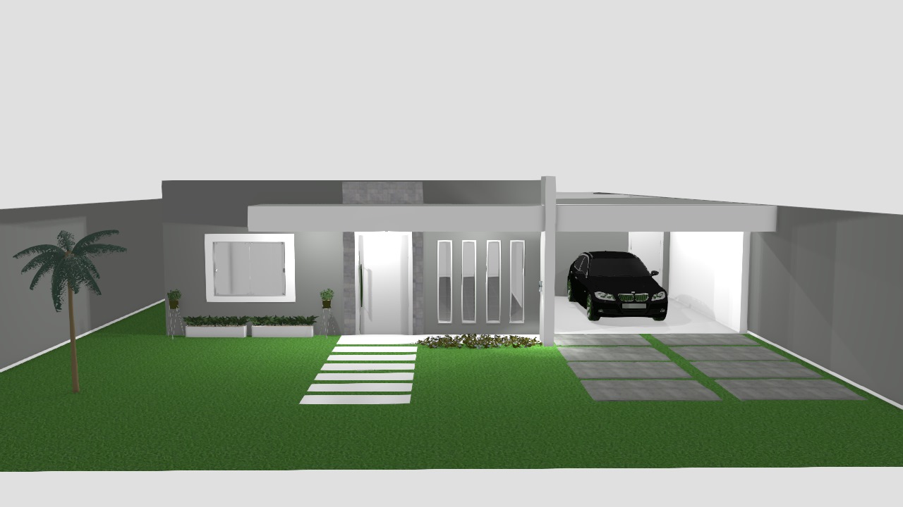 Projeto de casa com 2 quartos, 1 banheiro e 1 vaga na garagem. Ideal para terrenos pequenos.