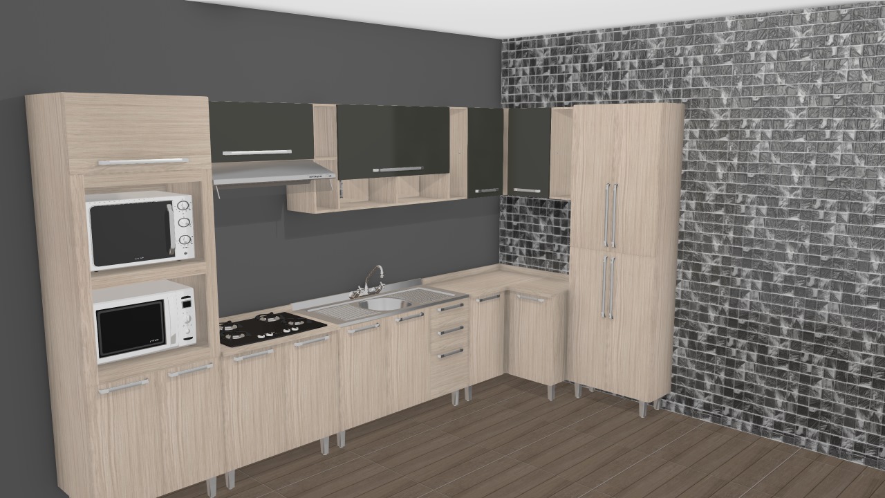 Cozinha Modulada Completa com 8 Módulos Smart Fendi/Cristal - Henn 