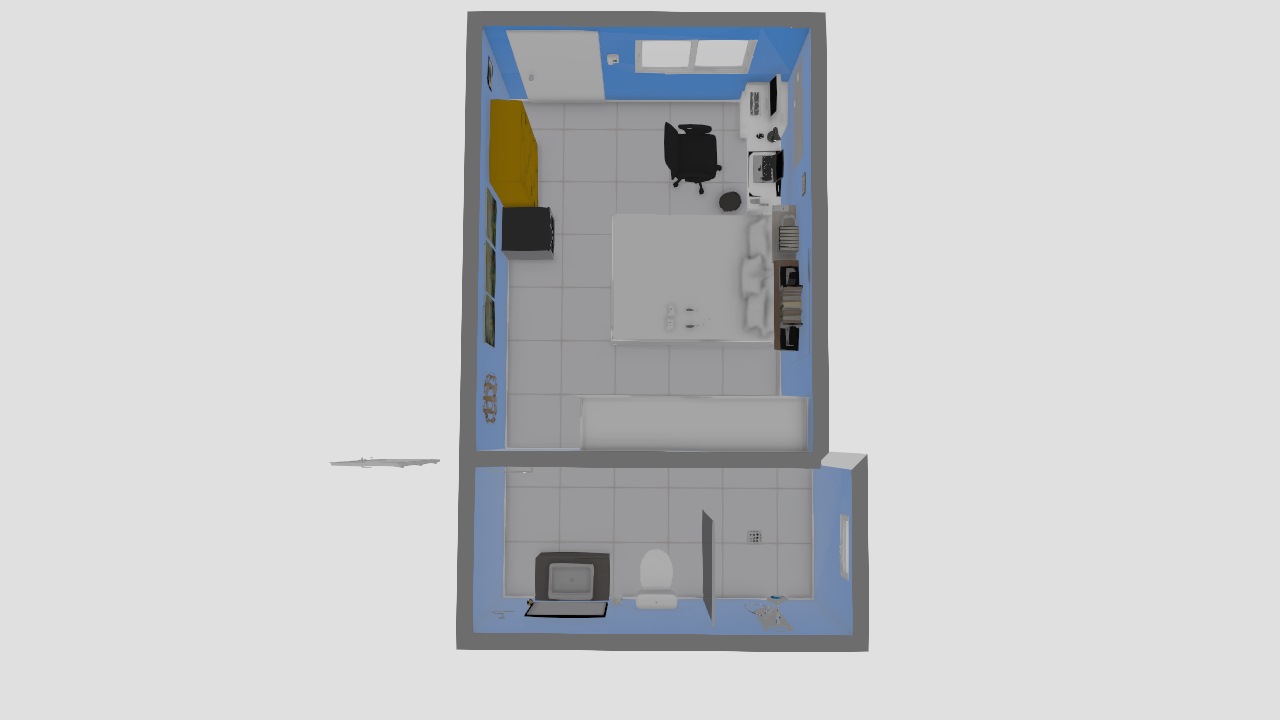 Quarto 3x4 + Banheiro 3x1,5