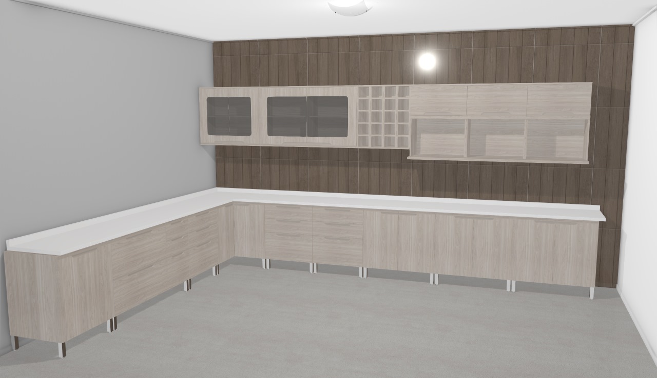 Cozinha Modulada Completa com 21 Módulos Solaris Carvalle/Branco - Kappesberg