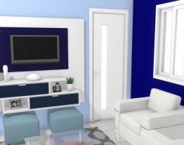 Sala de estar Azul e Branco