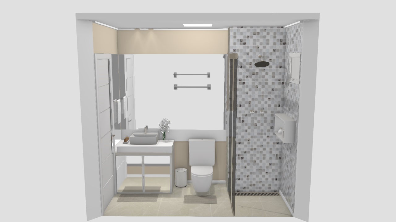 Banheiro social pequeno - designer Graziela Lara