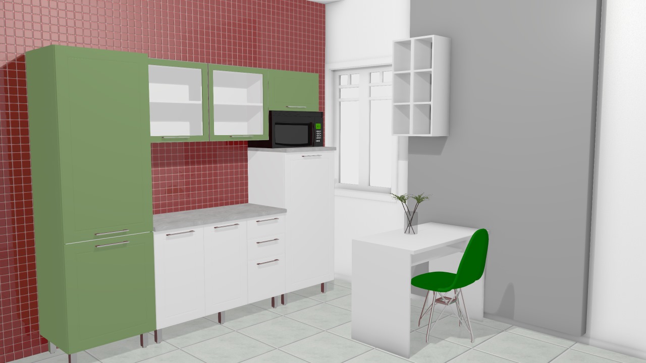 Cozinha Modulada em Aço Completa 5 Módulos Play Branco Sal/Verde Chá - Casamob