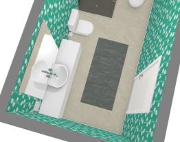 Banheiro verde-água.