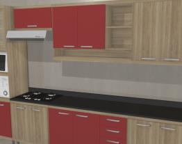 Cozinha Modulada Completa 7 Módulos com Paneleiro 4 Portas Espaço para Forno/Micro-ondas Argila/Vermelho - Multimoveis
