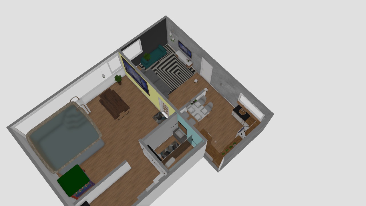 Cozinha,sala e area externa