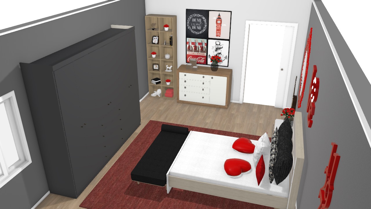 Quarto vermelho com preto 