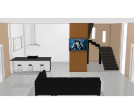 Sala, cozinha e escada Teste