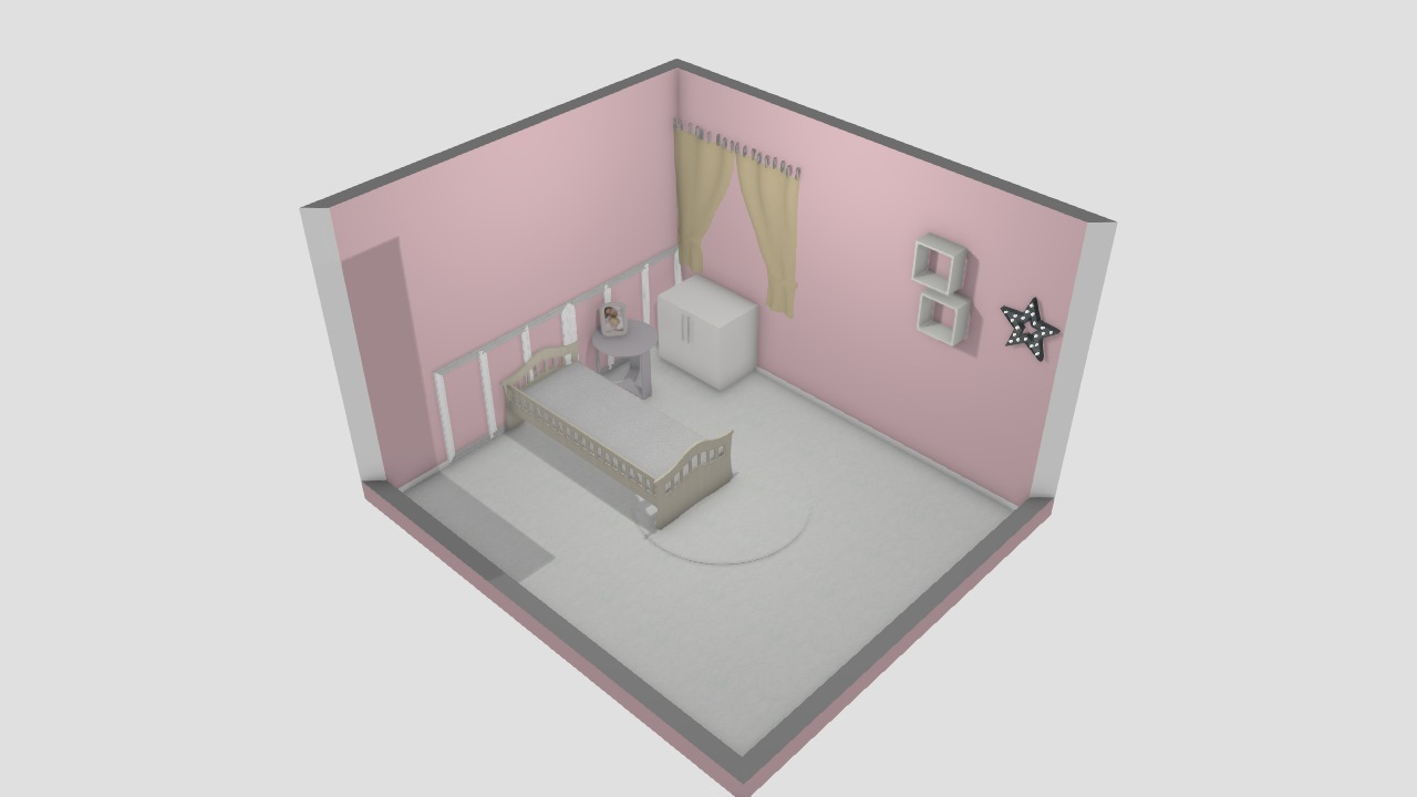 simulação quarto de bebe menina