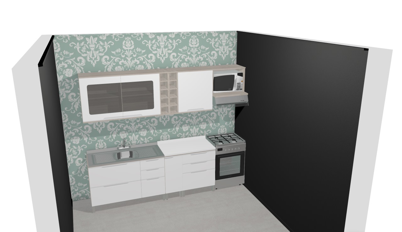 Cozinha Modulada Completa com 8 Módulos Solaris Carvalle/Branco - Kappesberg