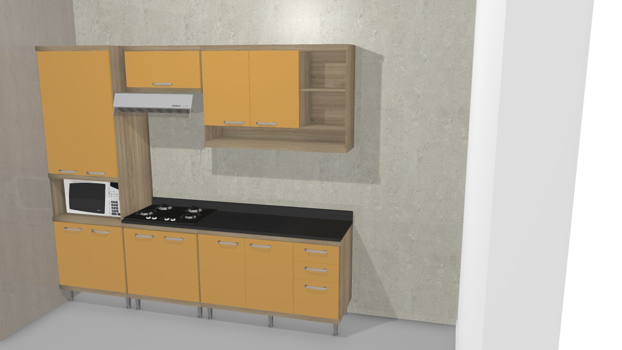 Cozinha Compacta 11 Portas e 3 Gavetas Sicília Argila/Amarelo - Multimoveis