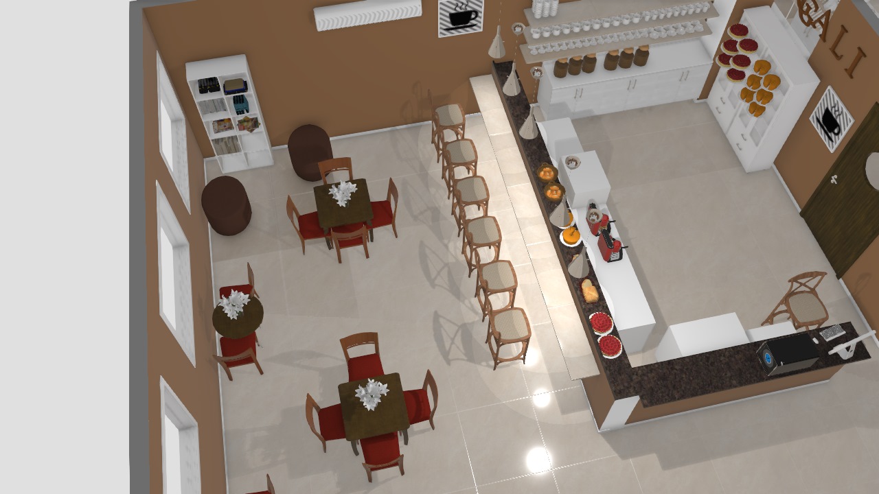 Cafeteria - Full Love Coffee de amabily | Planta 3D - Mooble
