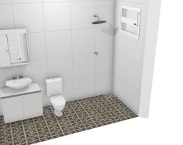 Banheiro com piso ladrilho hidraulico