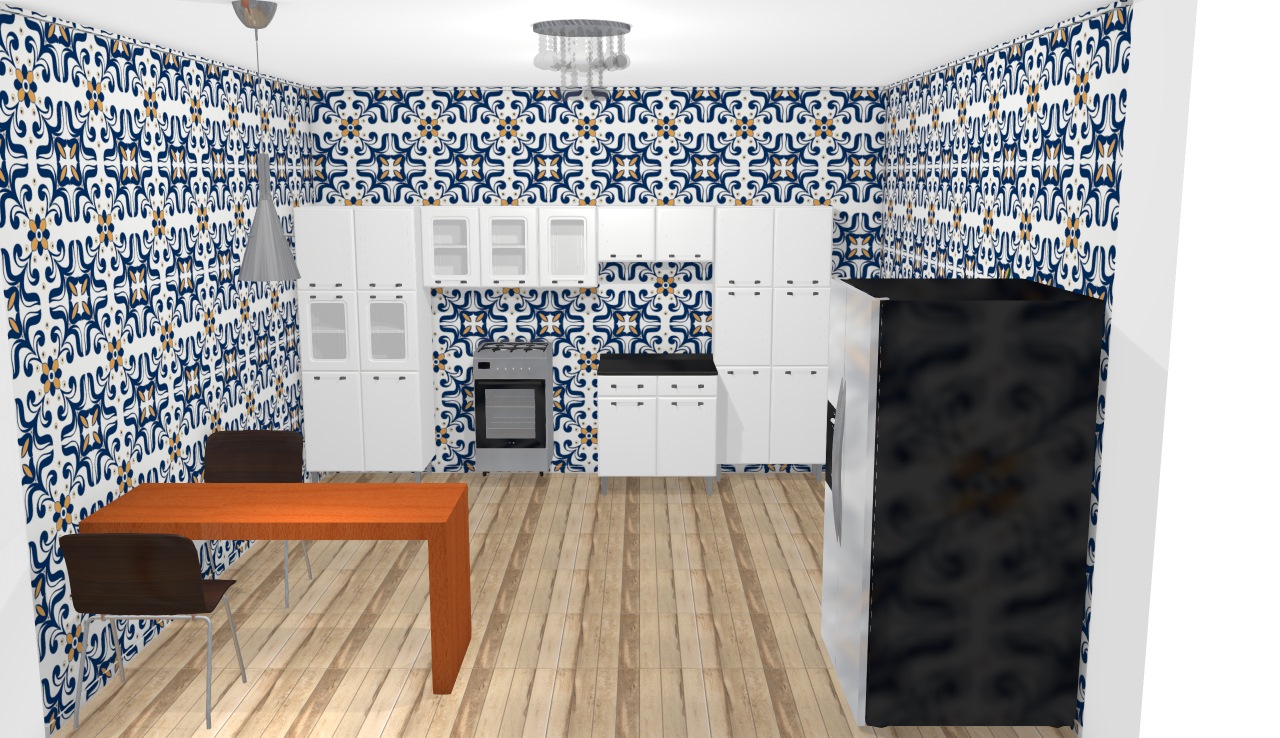 Cozinha revestimento detalhes em azul
