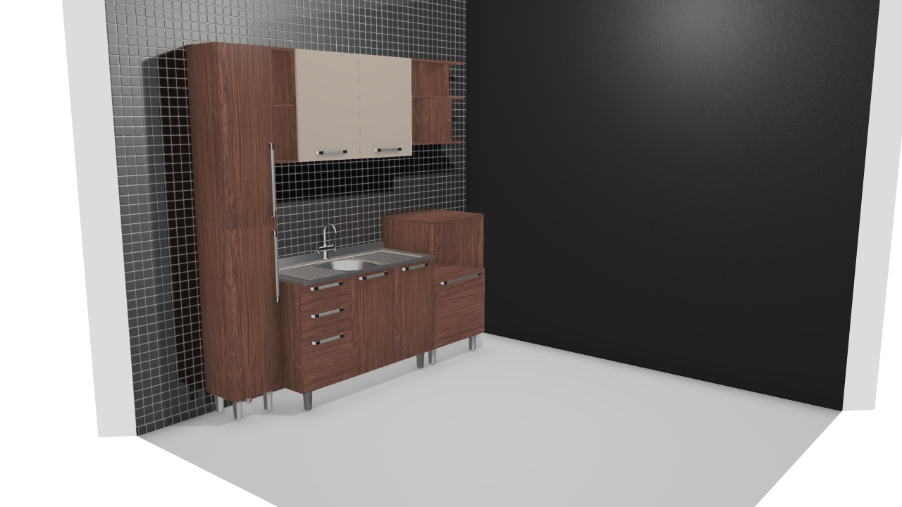 Cozinha Modulada Completa com Paneleiro Simples 2 Portas Smart Turin/Cristal - Henn