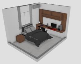 projeto quarto com cama de frente tv