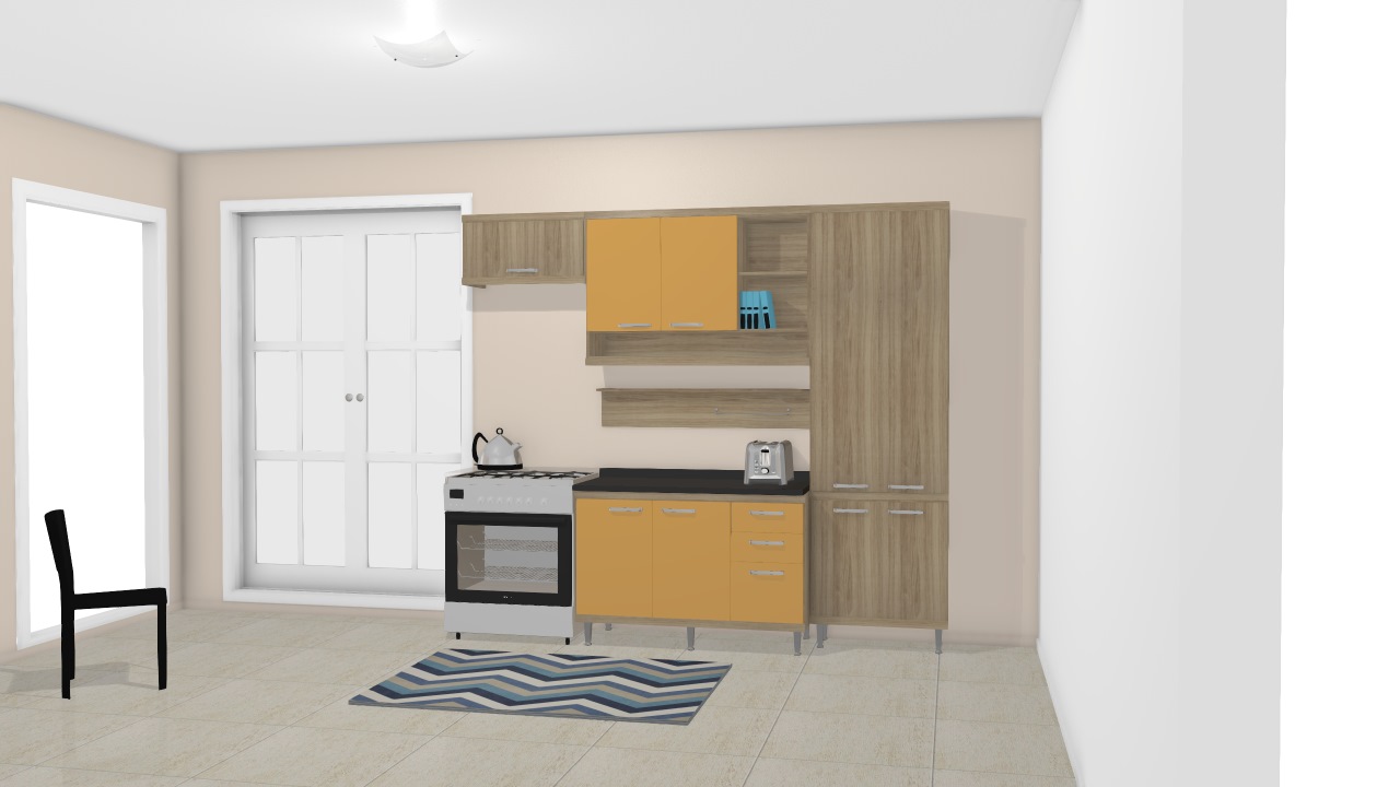 Cozinha Modulada Completa 4 Módulos Sicília Argila/Amarelo - Multimoveis