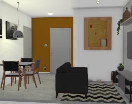 Projeto Léo - Hall de entrada, sala de estar, sala de jantar e cozinha