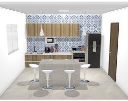 Cozinha com azulejos desenhados estilo cozinha americana 1