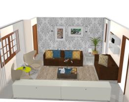 Sala de estar moderna com marrom - Graziela Lara