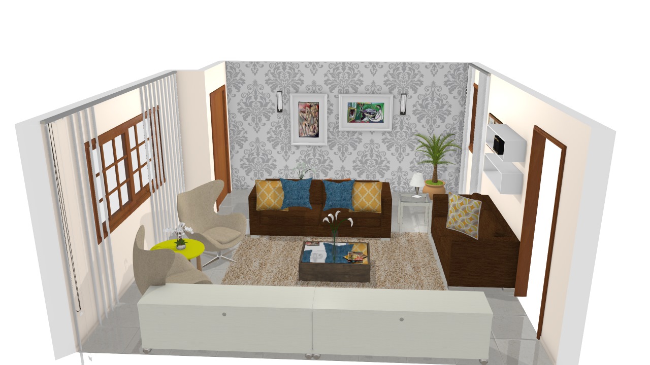 Sala de estar moderna com marrom - Graziela Lara